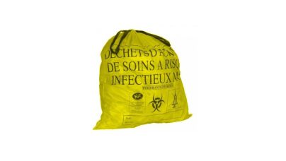 Carton de 100 Sacs pour DASRI 110 L jaune 50µ PEBD à lien coulissant - image 1