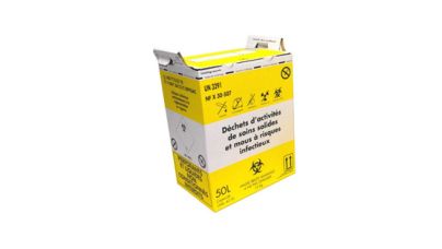 Carton hospitalier 50L pour DASRI avec sac intérieur 40µ - LOT de 10 UNITES